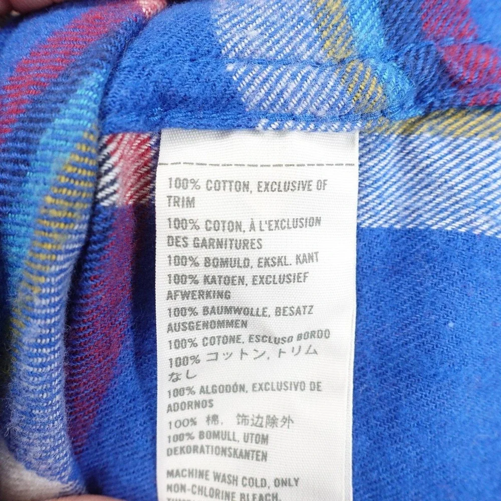 New! Hollister Button-Up Womens XS Blue‎ Plaid Flannel Long Sleeve Shirt Top